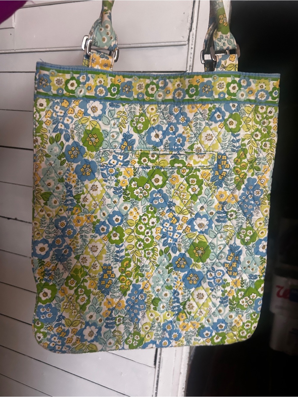 Vera Bradley Quilted Floral Tote in Blue, Green & Yellow - Picture 2 of 4